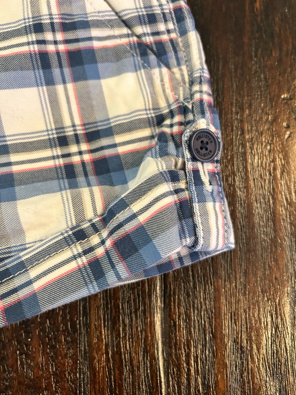 Hollister Y2K Vintage Low Rise Blue Plaid Micro Mini Shorts - Picture 2 of 10